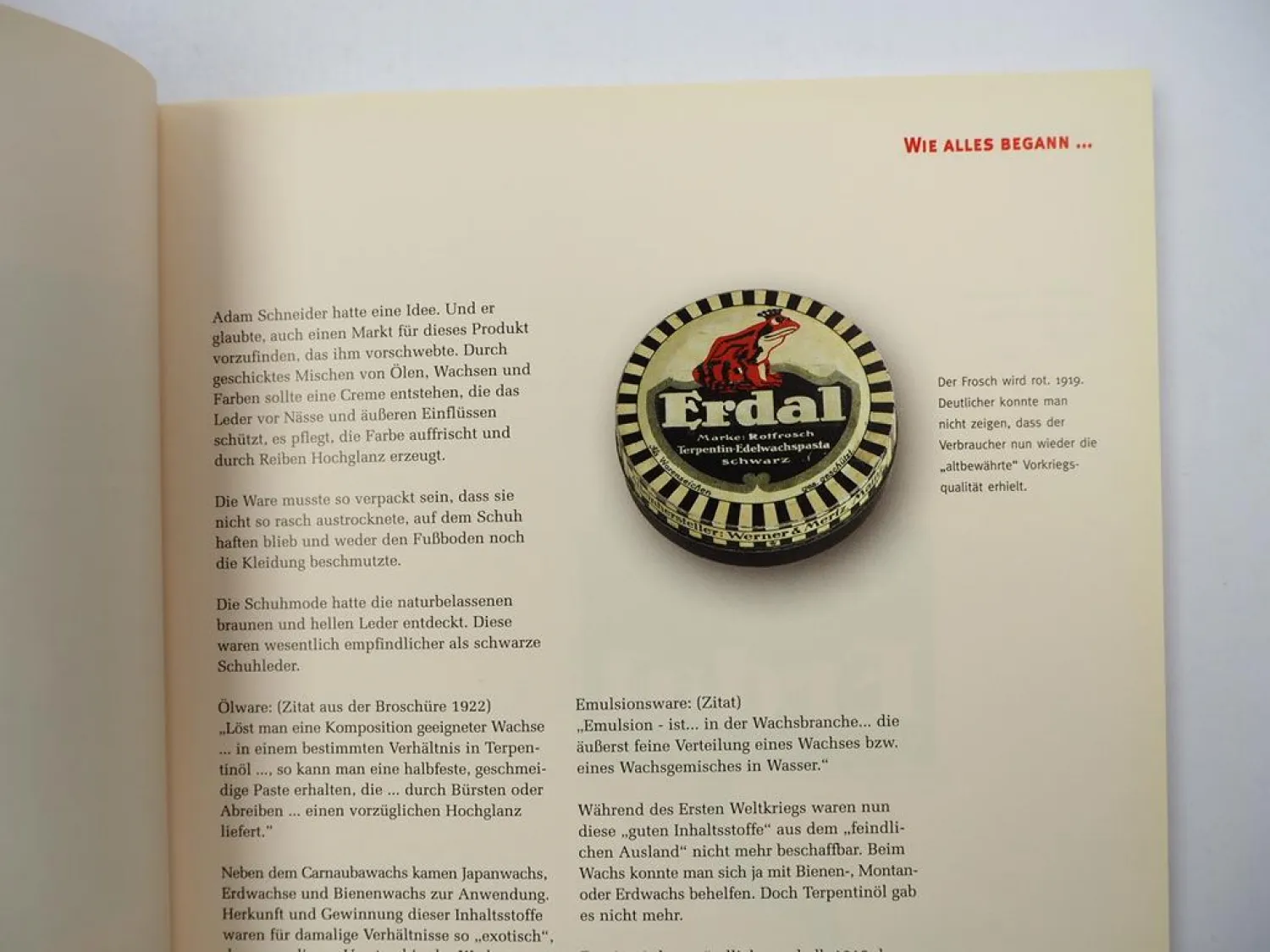 Erdal Festschrift 100 Jahre Markenqualität Schuhpflege Firmengeschichte 2001