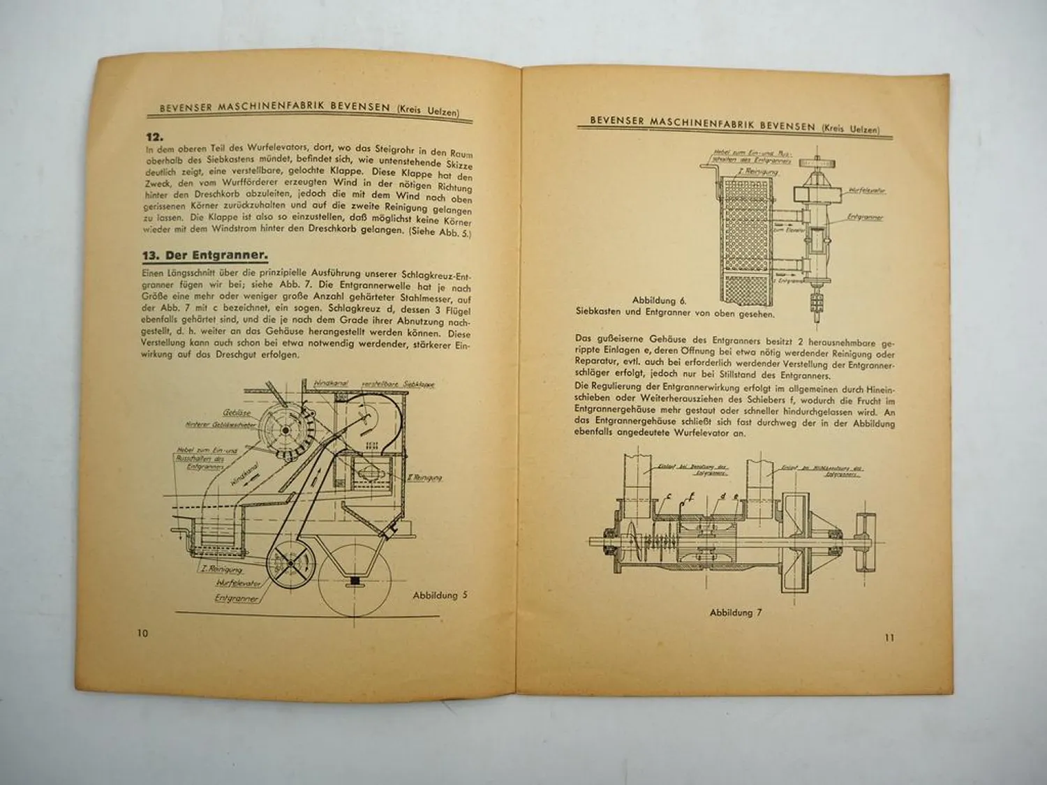 Erica Dreschmaschine mit Wurfelevator Betriebsanleitung 1930/40er Jahre Bevensen