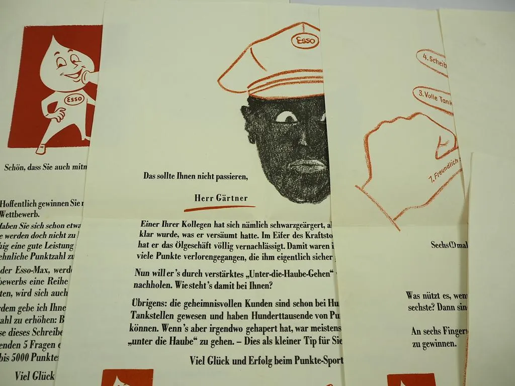 Esso Benzin Öl Tankstelle Verkaufswettbewerb 1958 Fragebogen Prämienkatalog