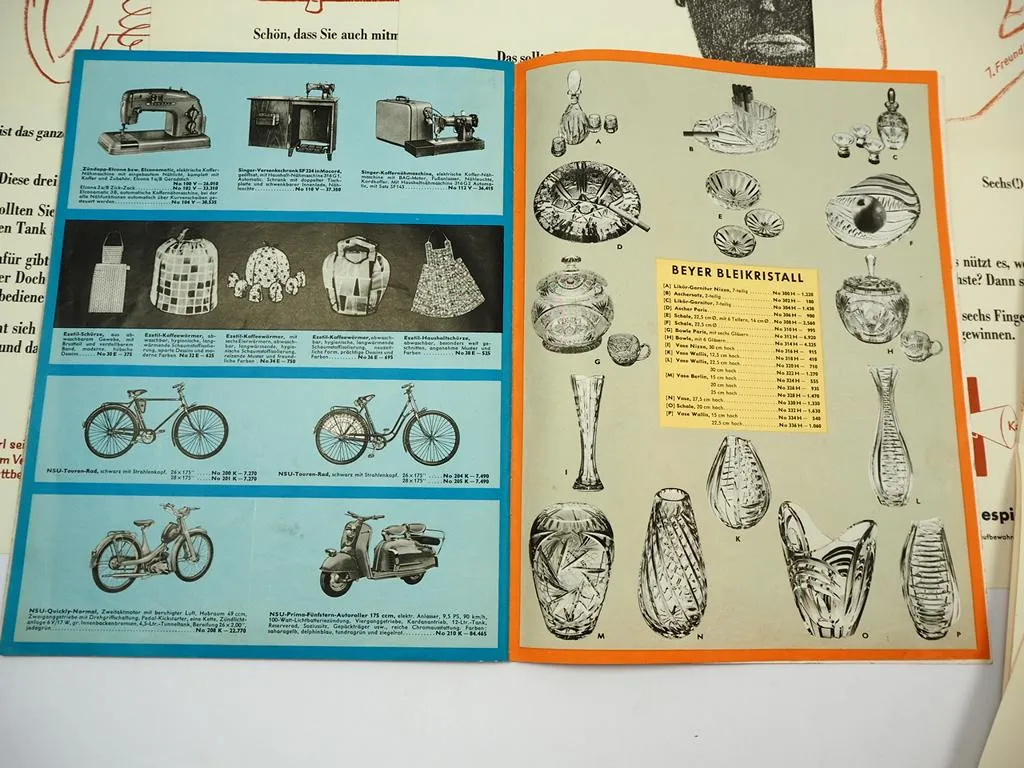 Esso Benzin Öl Tankstelle Verkaufswettbewerb 1958 Fragebogen Prämienkatalog