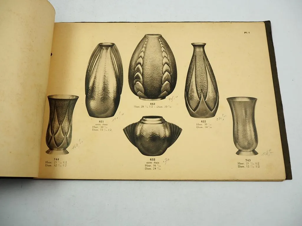 Etains de R. Delavan eiseleur decorateur Paris Art Deco Metall Schalen Vasen Dekoration