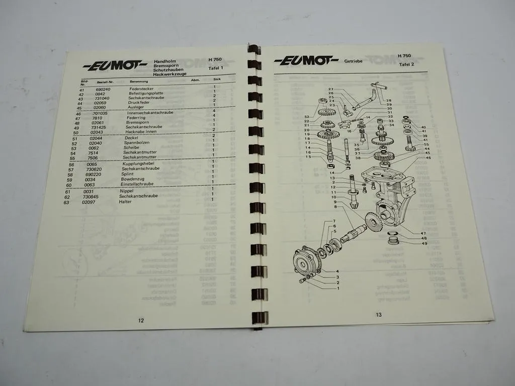 Eumot Mehrzweckgerät H 750 Betriebsanleitung Ersatzteilliste