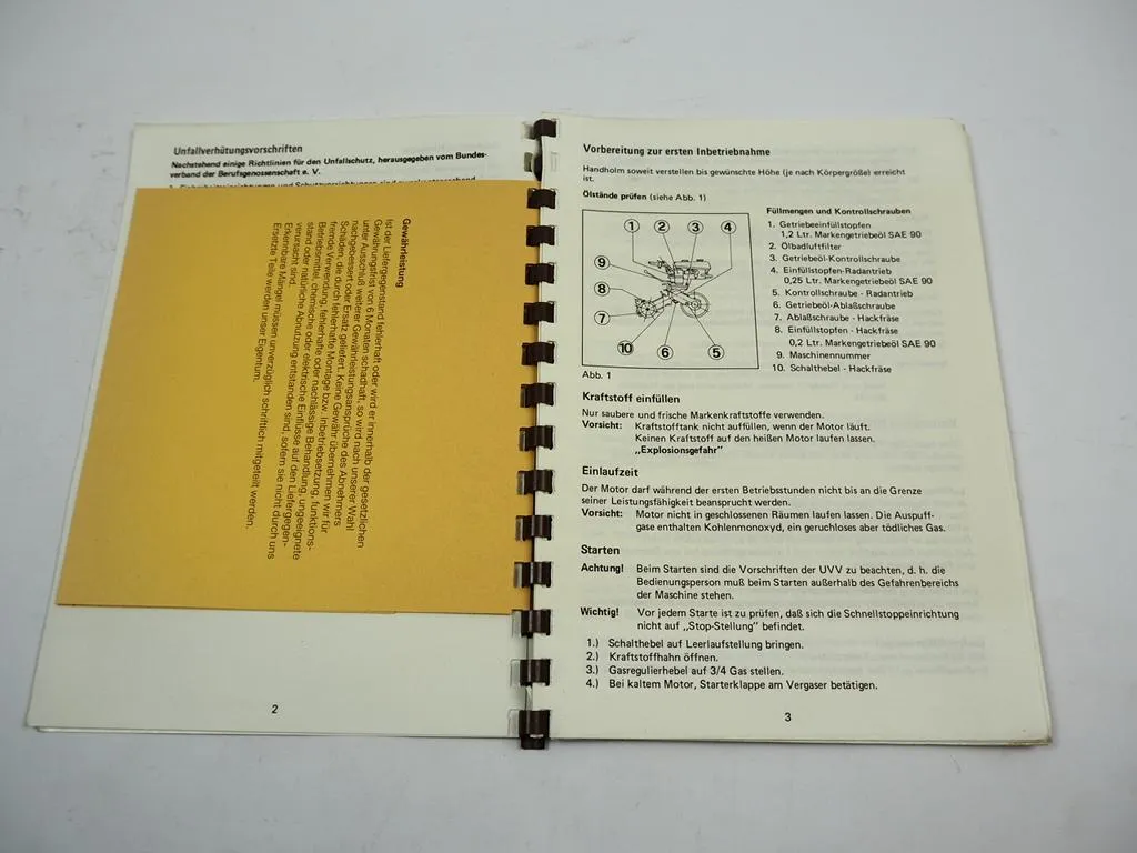 Eumot Triebradhacke R 450 R 750 Betriebsanleitung Ersatzteilliste