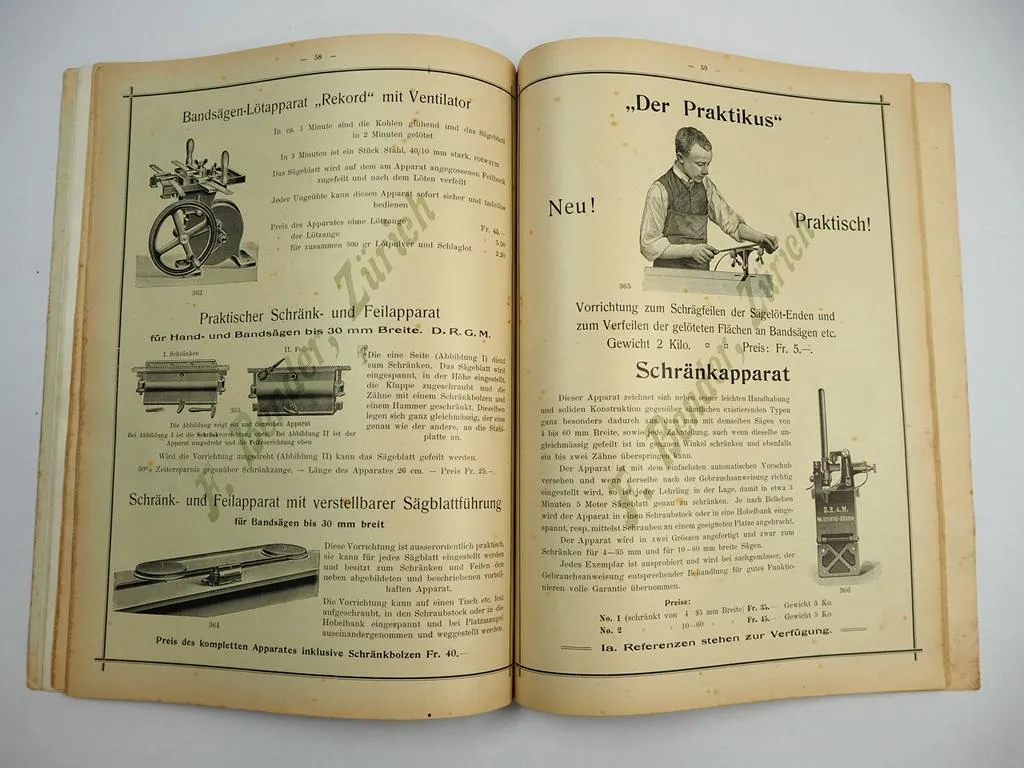 F. Bender Zürich Schweiz Werkzeuge zur Holzverarbeitung Schreiner Katalog 1909
