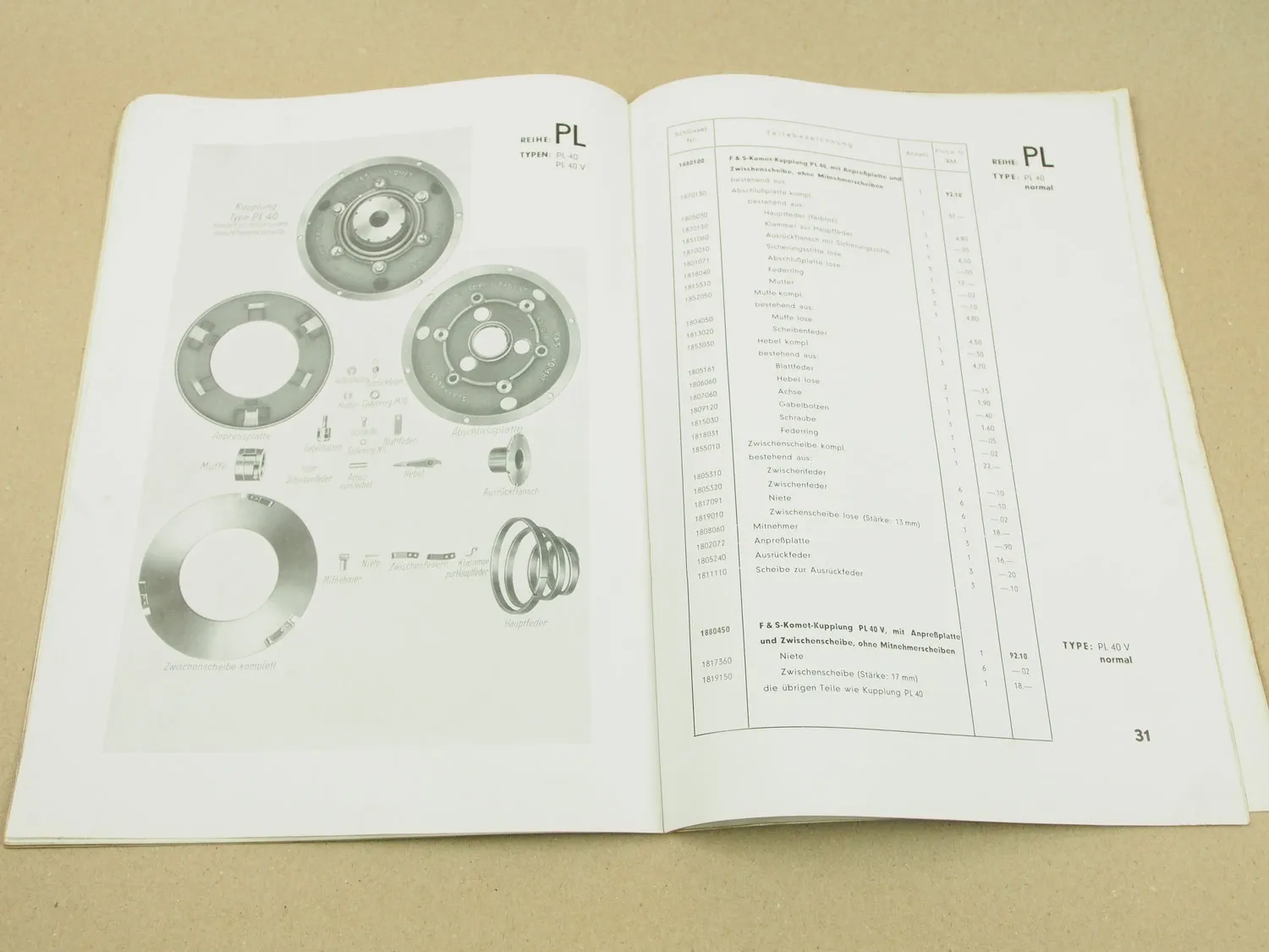 F&S Sachs Komet Kupplungen Handbuch 1939 und Ersatzteilliste 1938