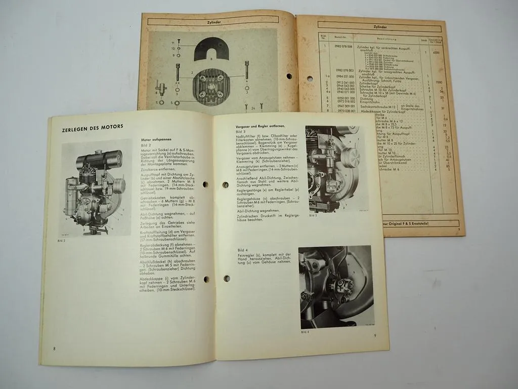 F&S Sachs Stamo 360 Motor Werkstatthandbuch Reparatur Ersatzteilliste 1960er Jahre