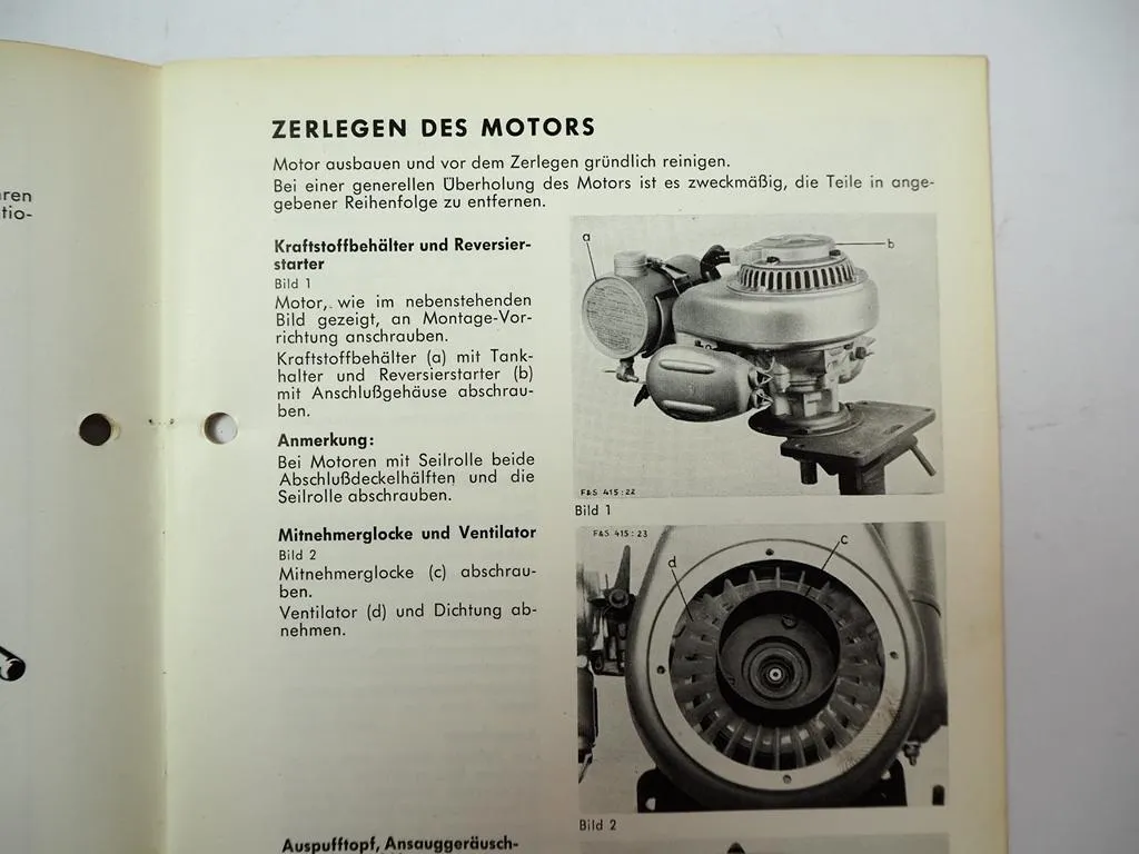 F&S Sachs Stamo 76 RM Motor für Rasenmäher Werkstatthandbuch Reparatur 1966
