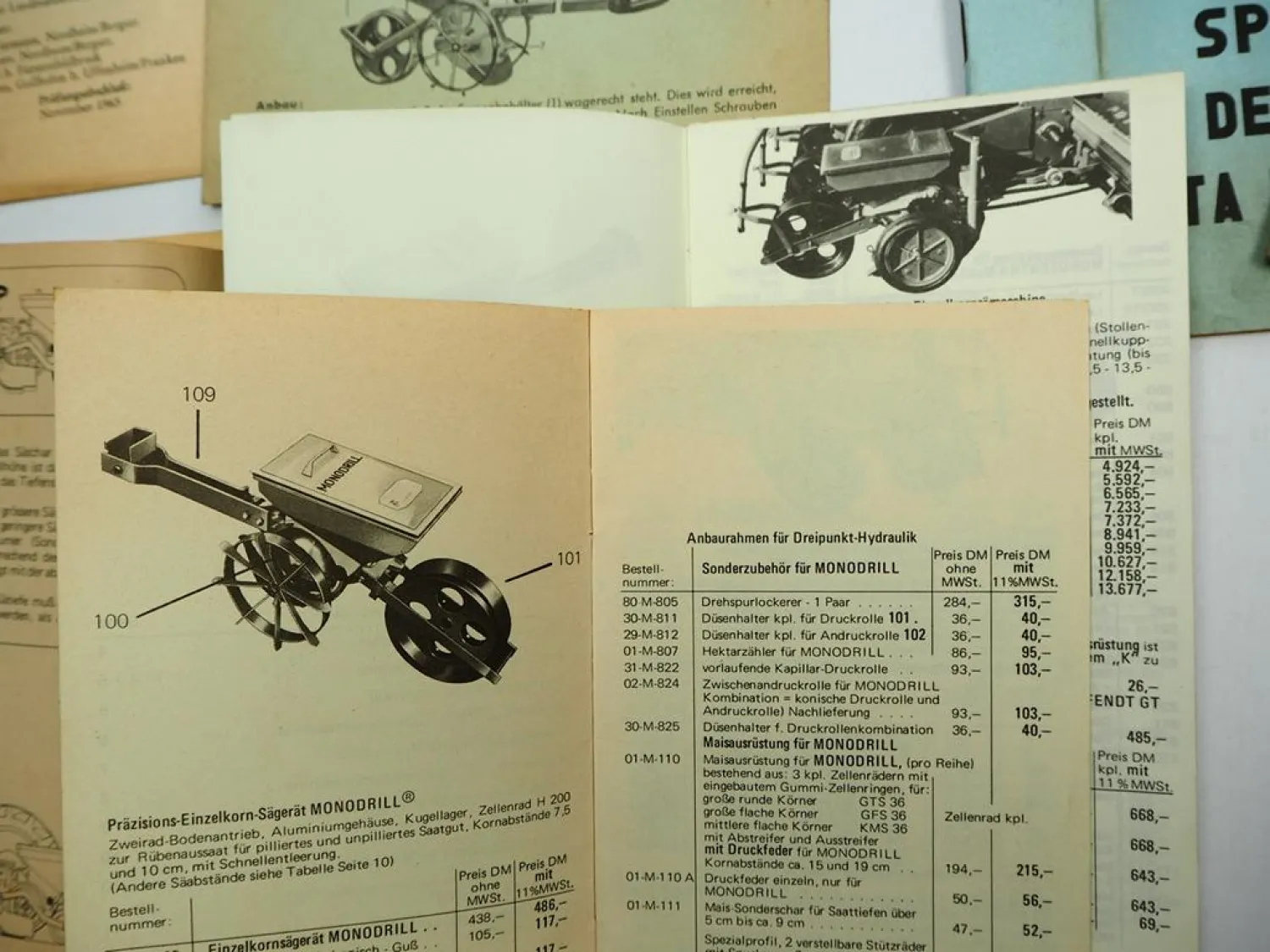 Fähse Monozentra Monodrill Sämaschine Betriebsanleitung Ersatzteilliste Preisliste