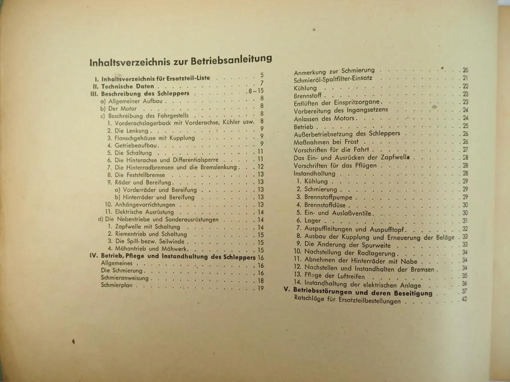 Fahr D15 Diesel-Schlepper Betriebsanleitung Ersatzteilliste 1950 unvollständig