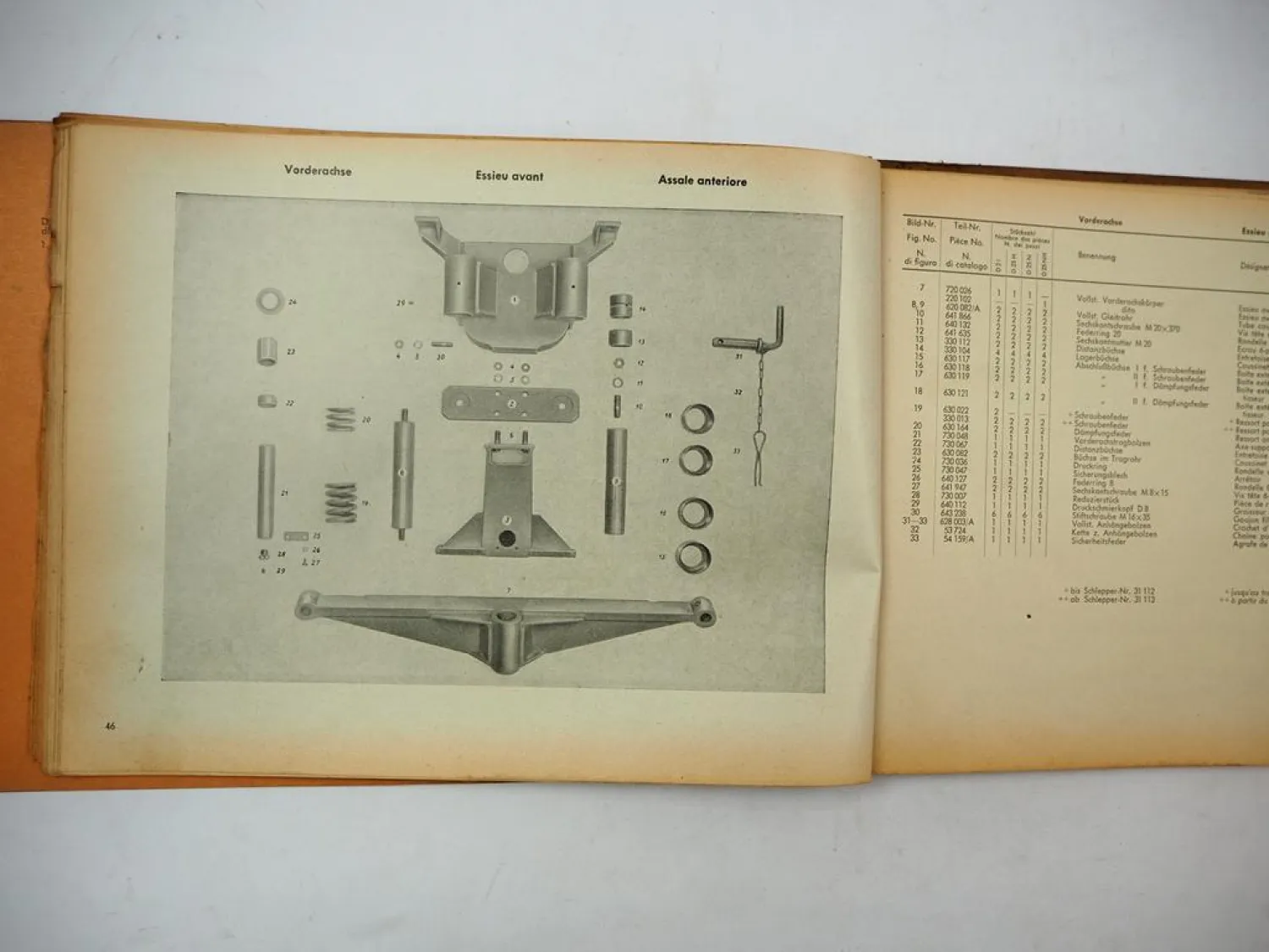 Fahr D25 H N NH Dieselschlepper Ersatzteilliste Liste Pieces de Rechange 1957