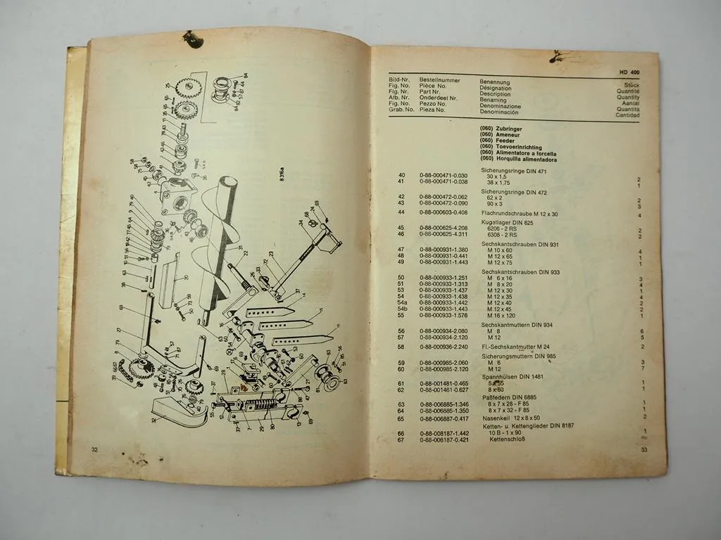Fahr HD400 Hochdruckpresse Ersatzteilliste Ersatzteilkatalog 1975