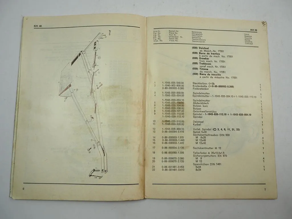 Fahr KH 40 40D Kreiselheuer Ersatzteilliste Parts List 1974
