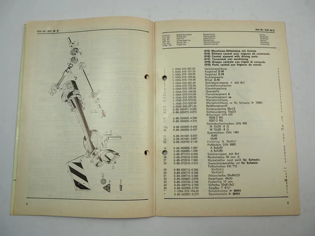 Fahr KH 40 40D Kreiselheuer Ersatzteilliste Parts List Pieces de Rechange 1973