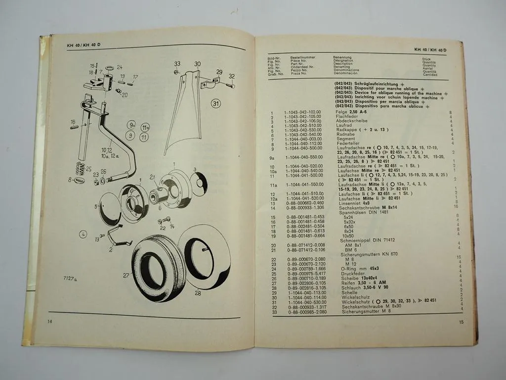 Fahr KH 40 40D Kreiselheuer Ersatzteilliste Spare Parts List 1973