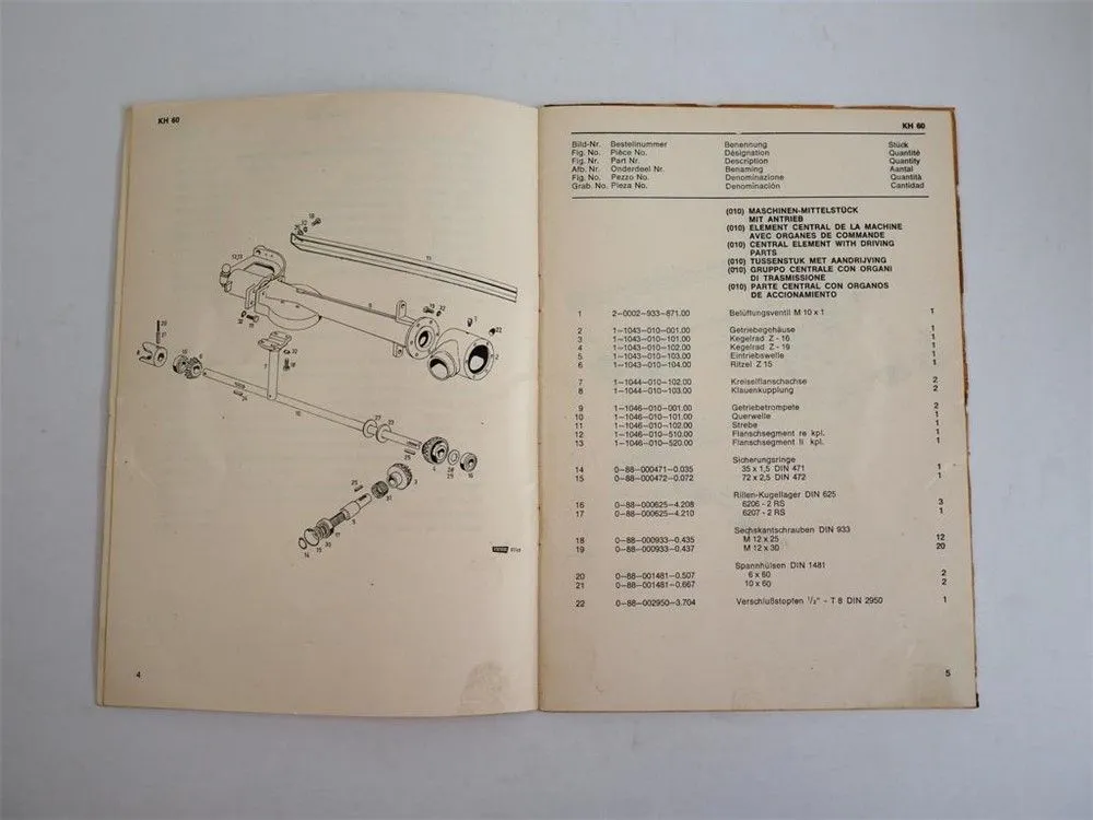 Fahr KH 60 Kreiselheuer Ersatzteilliste Spare Parts List Liste de Pieces 1973