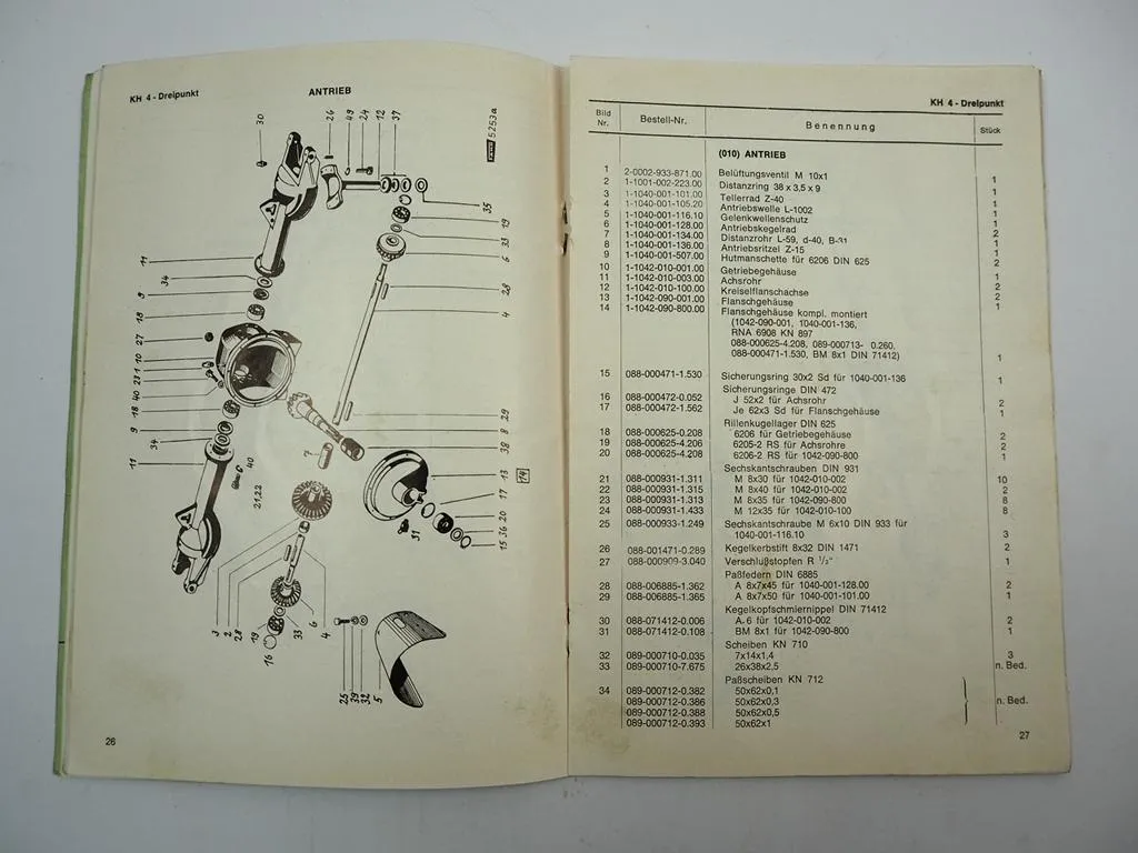 Fahr KH2 KH4 Dreipunkt Kreiselheuer Betriebsanleitung Ersatzteilliste 1967