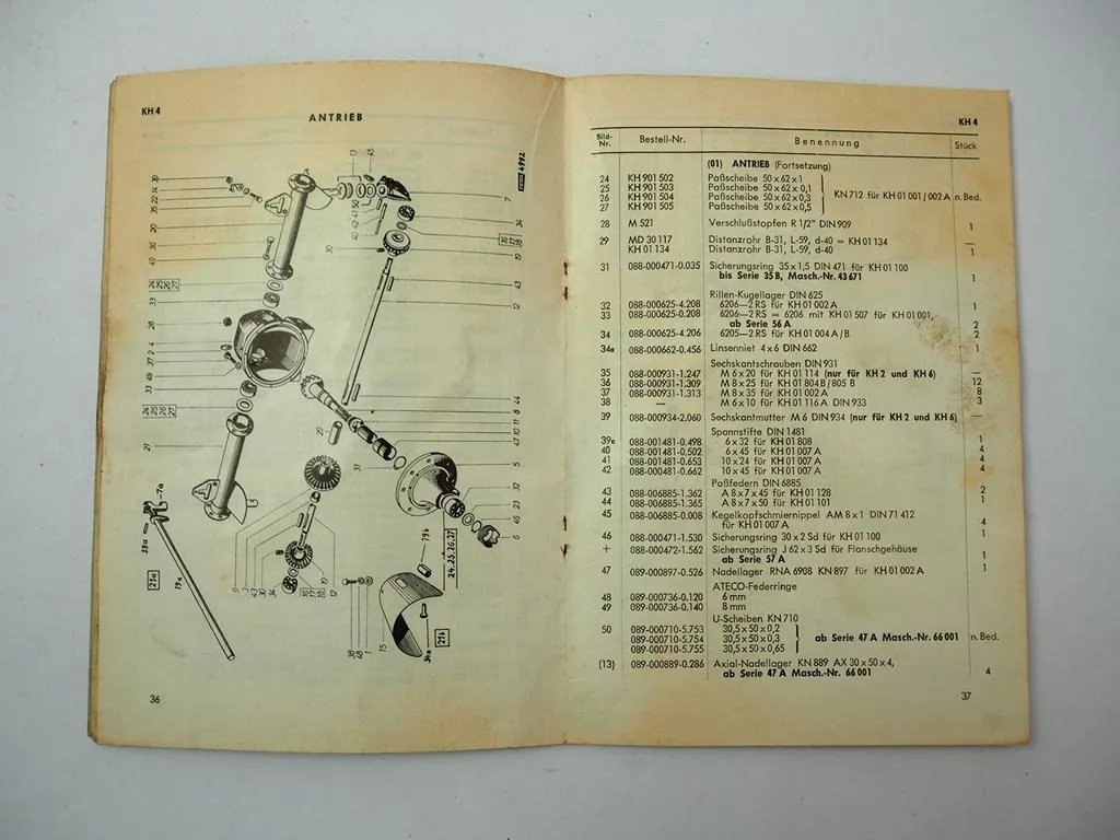 Fahr KH2 KH4 KH6 Kreiselheuer Betriebsanleitung Ersatzteilliste 1964 Serie 32A