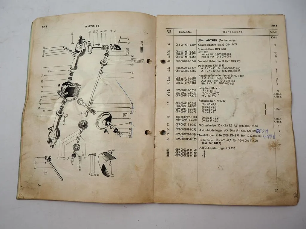 Fahr KH2 KH4 KH6 Kreiselheuer Serie 62A Betriebsanleitung Ersatzteilliste 1966