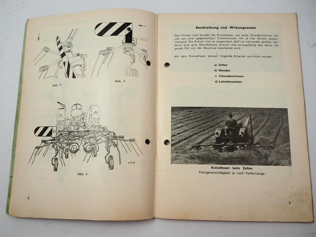 Fahr KH2 KH4 KH6 Kreiselheuer Serie 62A Betriebsanleitung Ersatzteilliste 1967