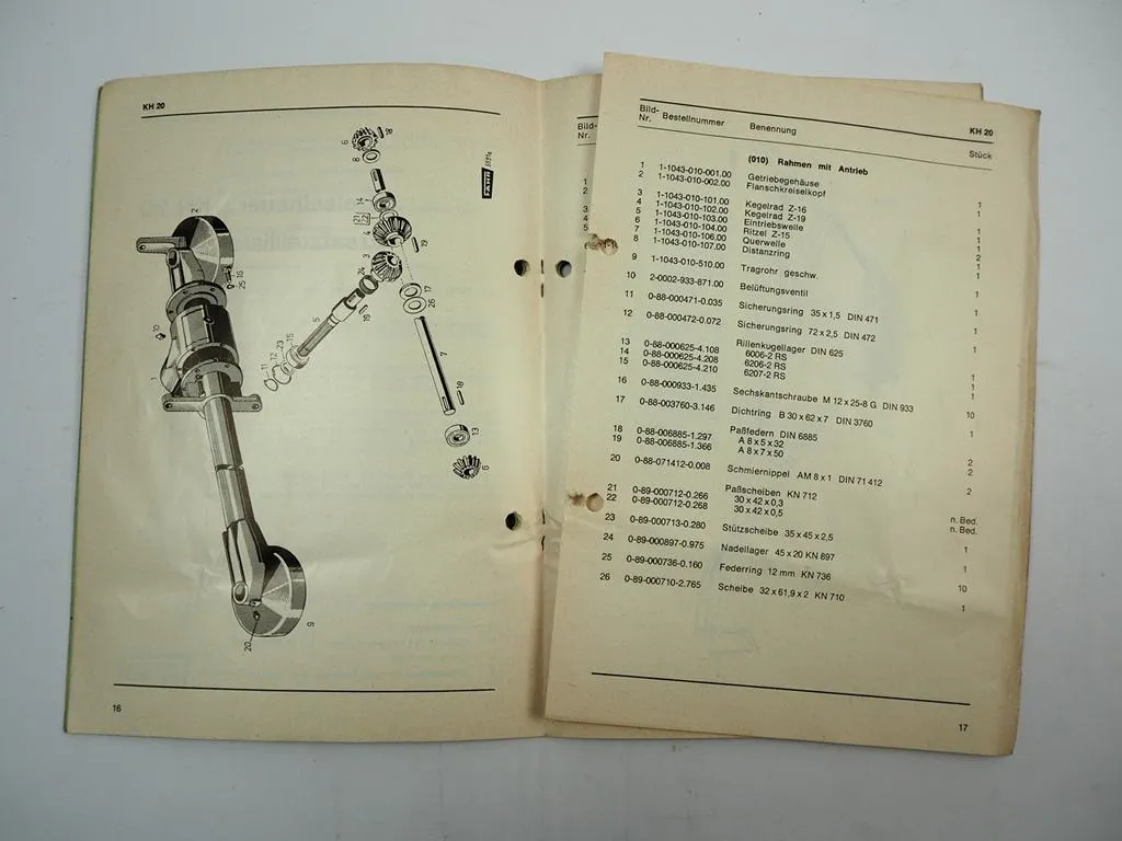 Fahr KH20 Kreiselheuer Betriebsanleitung Ersatzteilliste 1967