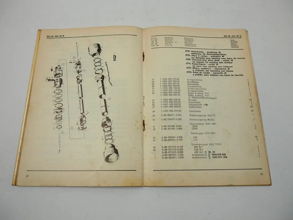 Fahr KH40 KH40D Kreiselheuer Ersatzteilliste Spare Parts List 1974