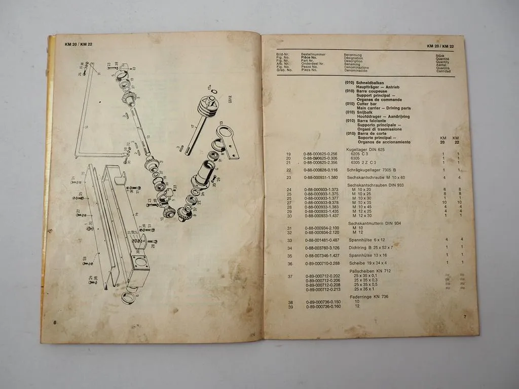 Fahr KM 20 22 Kreiselmäher Ersatzteilliste Ersatzteilkatalog 1973