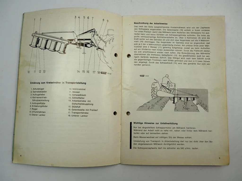 Fahr KM Kreiselmäher Betriebsanleitung Ersatzteilliste 1966