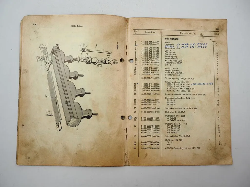 Fahr KM Kreiselmäher Betriebsanleitung Ersatzteilliste 1969
