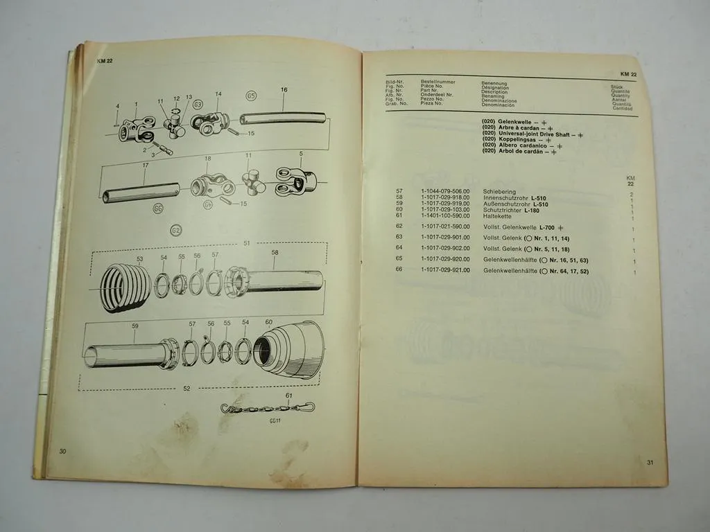 Fahr KM20 KM22 Kreiselmäher Ersatzteilliste Spare Parts List 1972