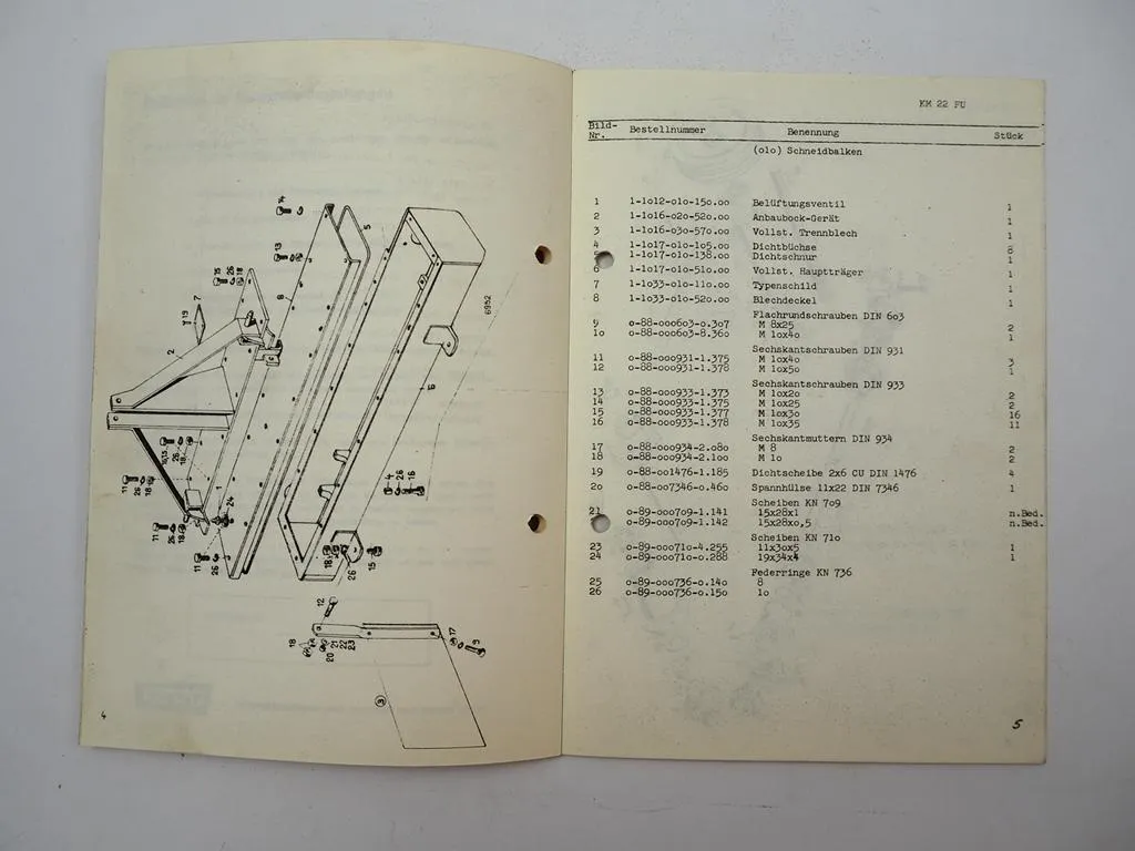 Fahr KM22 FU Kreiselmäher Ersatzteilliste Ersatzteilkatalog 1971
