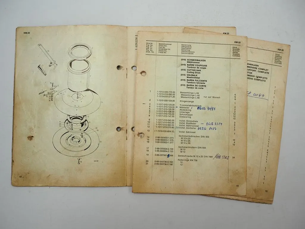 Fahr KM22 Kreiselmäher Ersatzteilliste Ersatzteilkatalog 1970