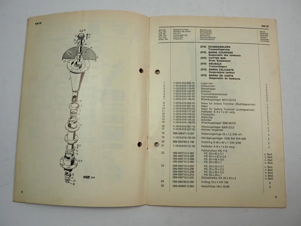 Fahr KM22 Kreiselmäher Ersatzteilliste Spare Parts List 1969