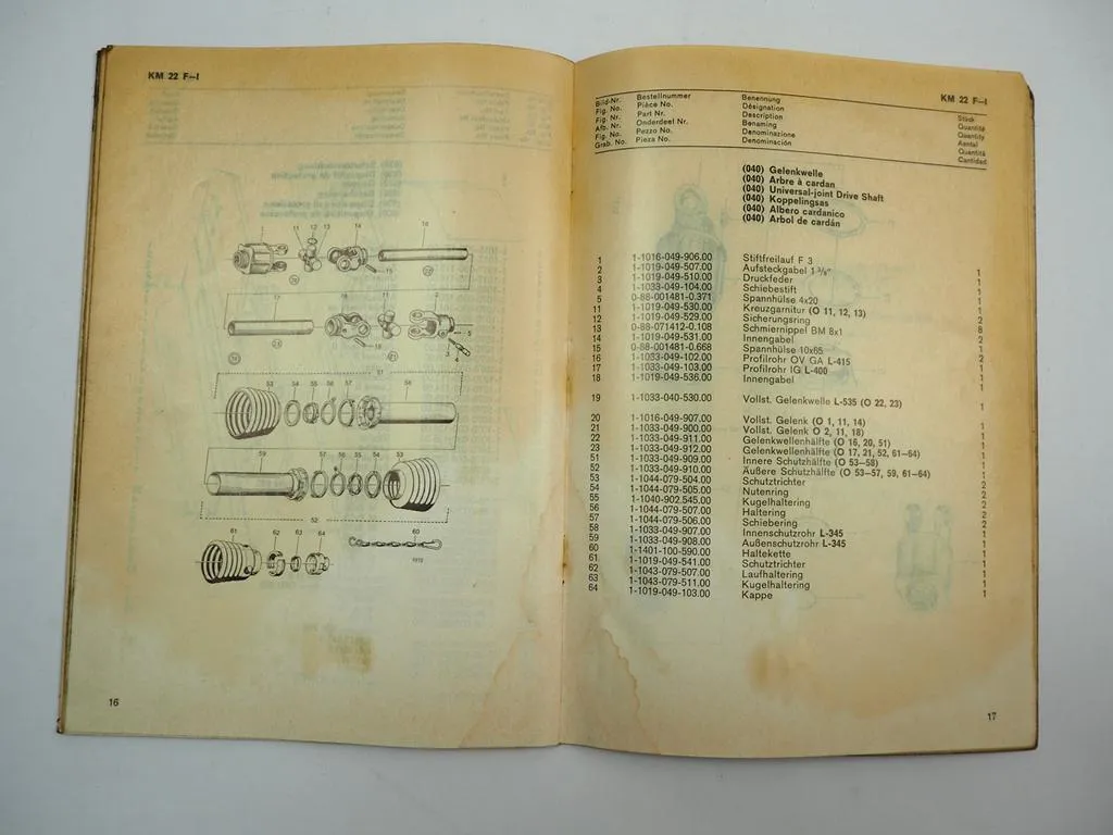 Fahr KM22F Kreiselmäher für Deutz Intrac Ersatzteilliste Spare Parts List 1974