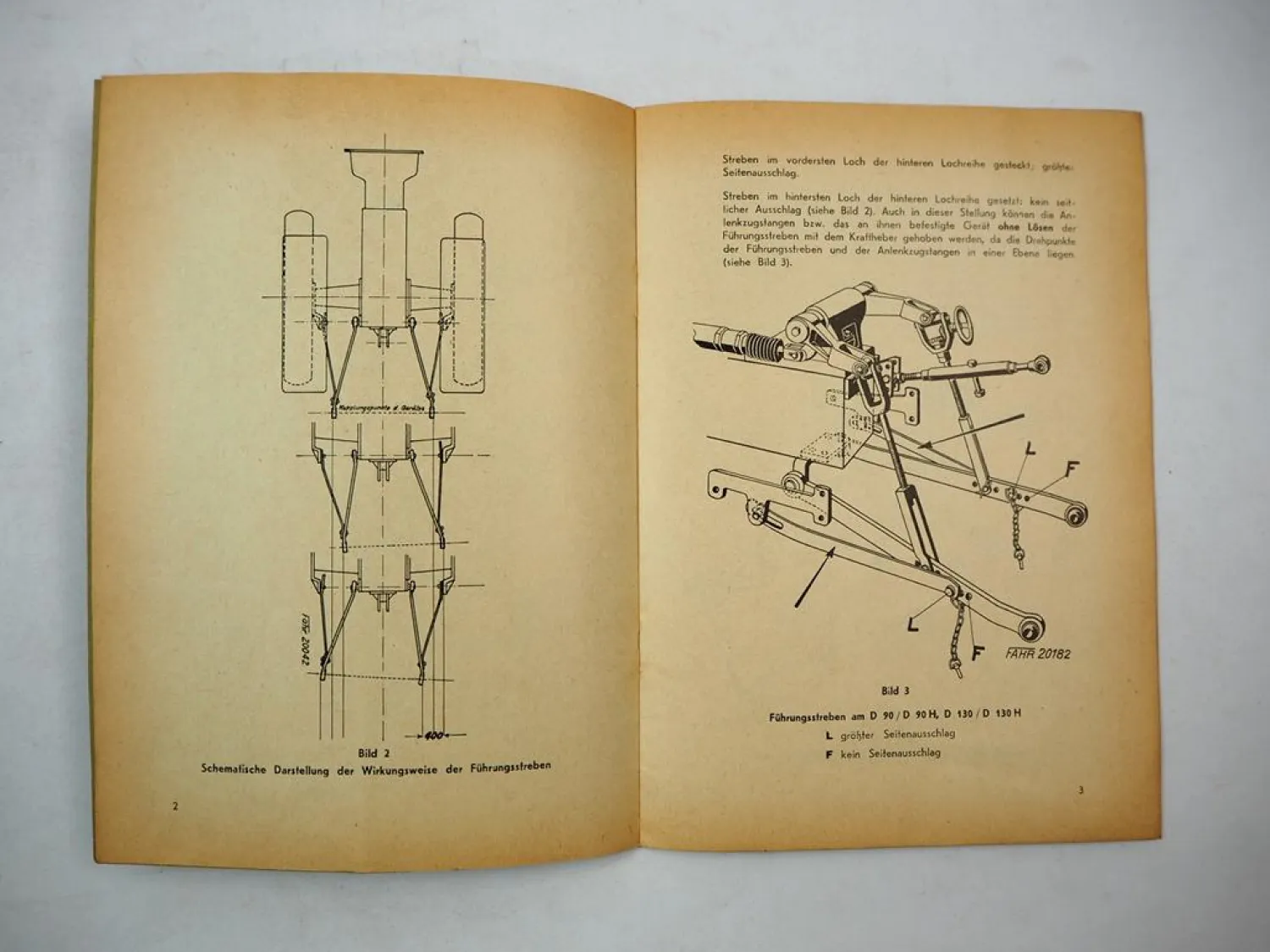 Fahr Kraftheber für D 90 130 160 180 270 400 Schlepper Betriebsanleitung 1957