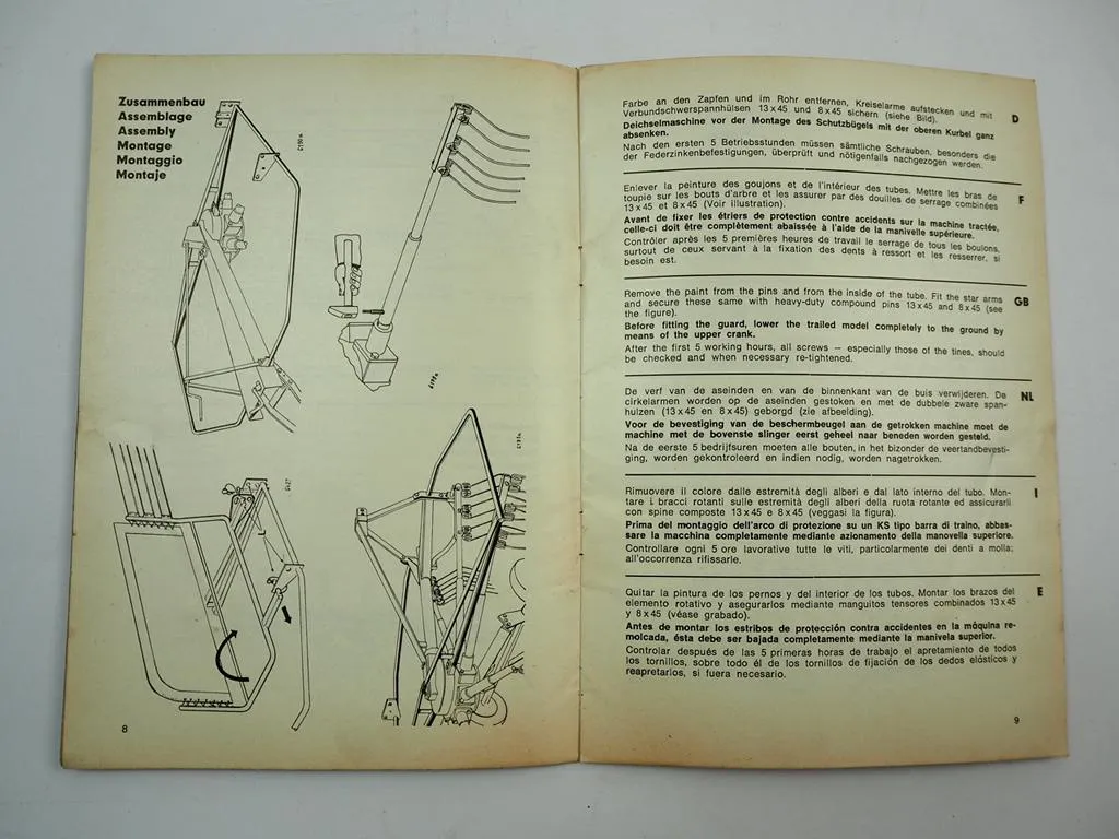 Fahr KS 6 6D 8 8D Kreiselschwader Betriebsanleitung 1970