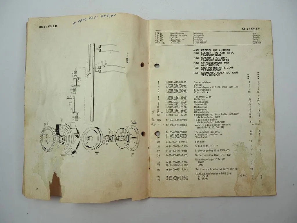 Fahr KS 6 6D 8 8D Kreiselschwader Ersatzteilliste Ersatzteilkatalog 1970