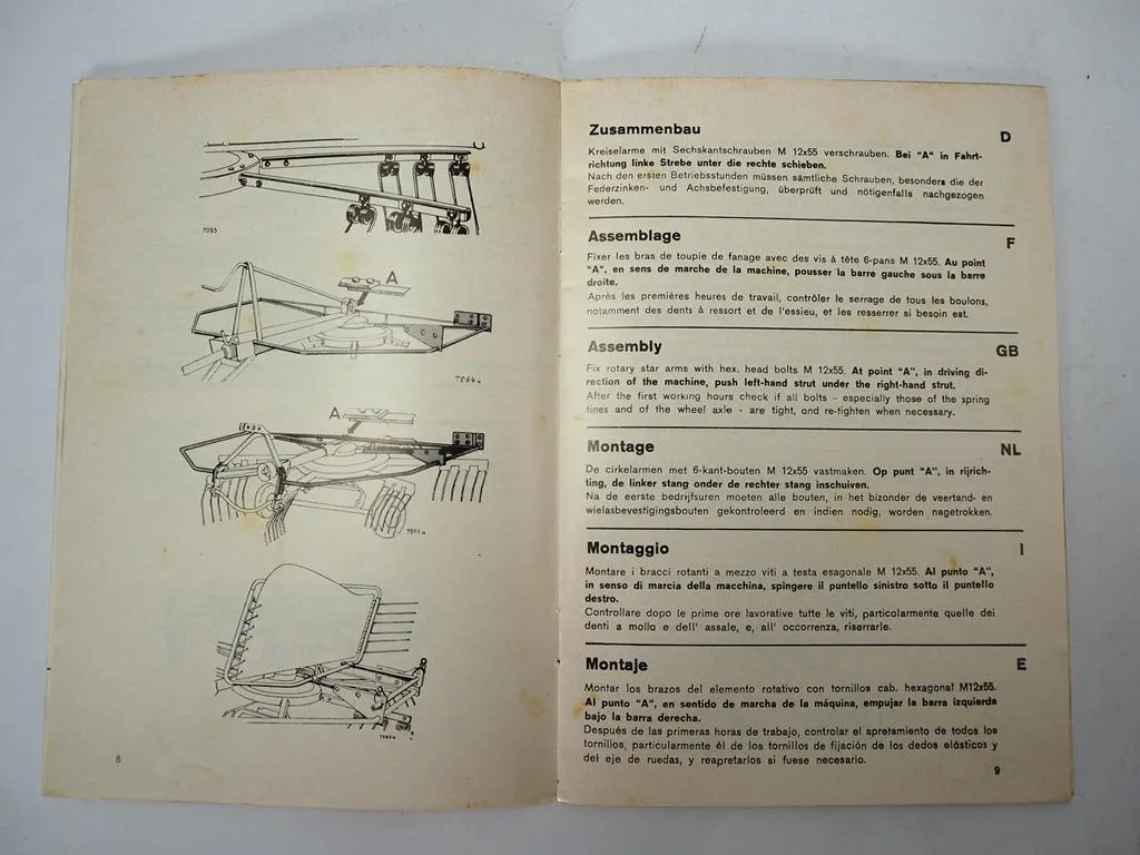 Fahr KS60D KS80 KS80D Kreiselschwader Betriebsanleitung 1975