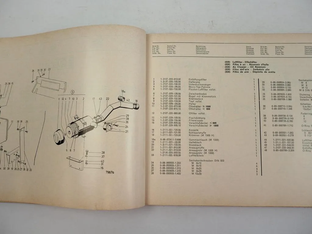 Fahr M1300 Hydromat Mähdrescher Ersatzteilliste Spare Parts List 1975