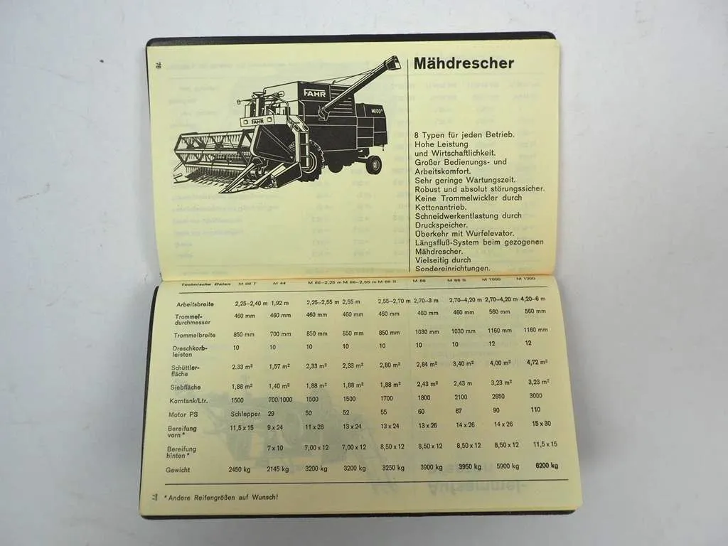 Fahr Taschenkalender 1968 mit Produktprogramm Landmaschinen