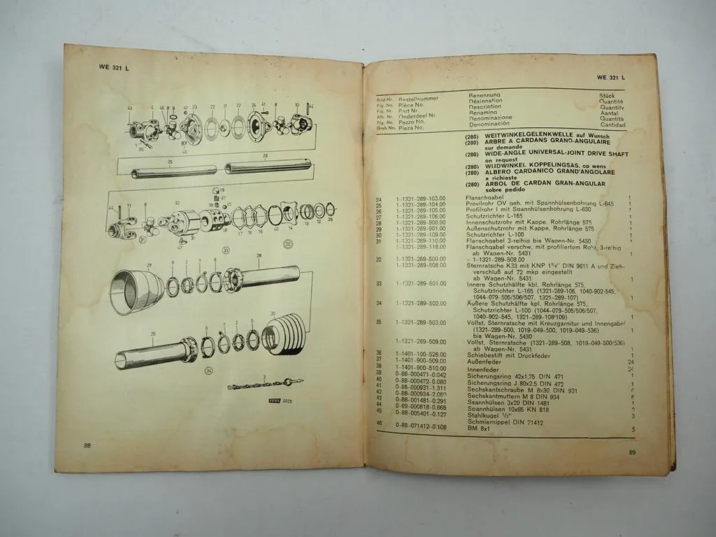 Fahr WE321L Ladewagen Ersatzteilliste Ersatzteilkatalog 1969 ab Wagen-Nr. 4531