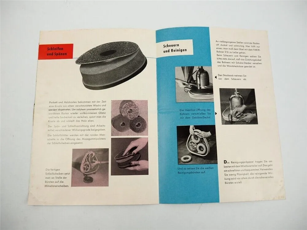 Fakir Werk Mühlacker Fakir 3SL Saugbohner Bohnermaschine Prospekt 1950er Jahre