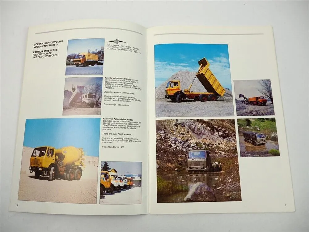 FAP Famos Beograd LKW Trucks Trailer Bus Prospekt Brochure 1987 Jugoslawien