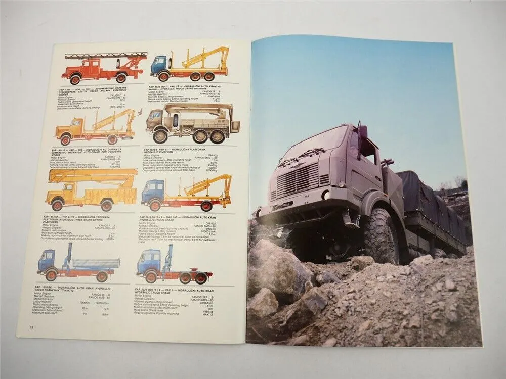 FAP Famos Beograd LKW Trucks Trailer Bus Prospekt Brochure 1987 Jugoslawien