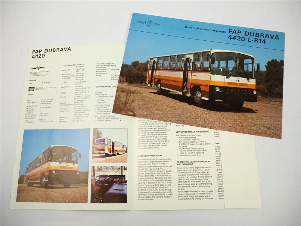 FAP Famos Dubrava 4420 Omnibus Prospekt Brochure 1986 Beograd Jugoslawien