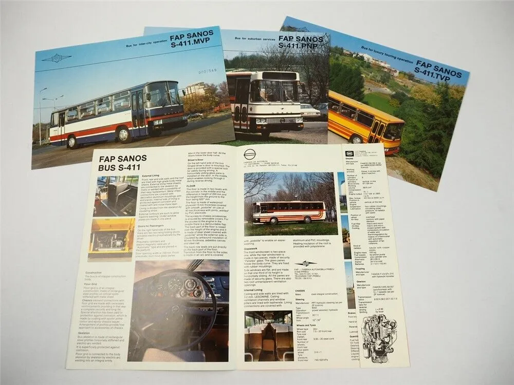 FAP Famos Sanos S411 Omnibus Prospekt Brochure 1987 Beograd Jugoslawien