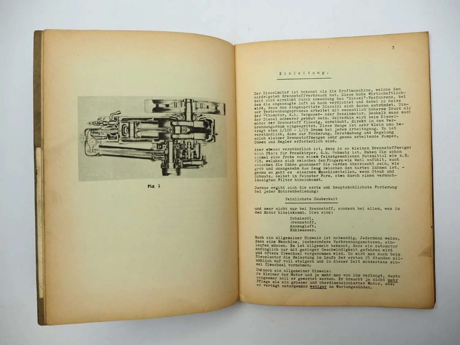 Farymann Diesel Motor liegende Bauart D G E Betriebsanleitung Wartung ca. 1950