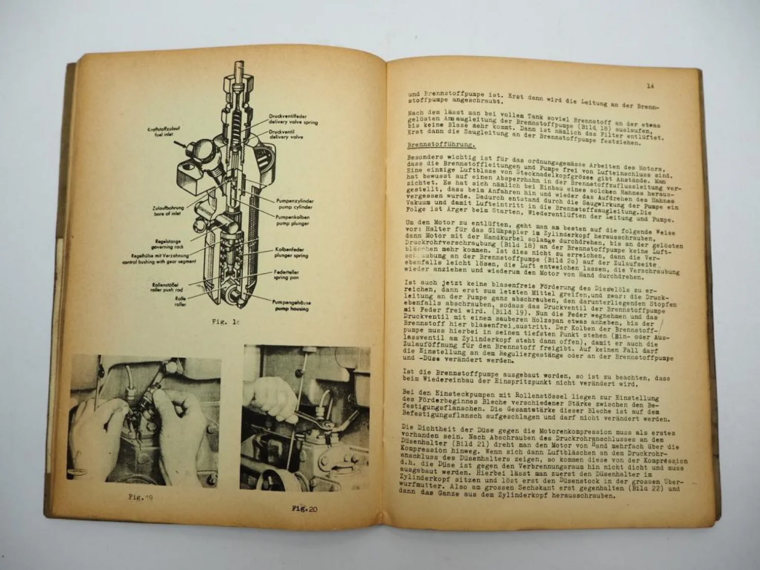 Farymann Diesel Motor liegende Bauart D G E Betriebsanleitung Wartung ca. 1950