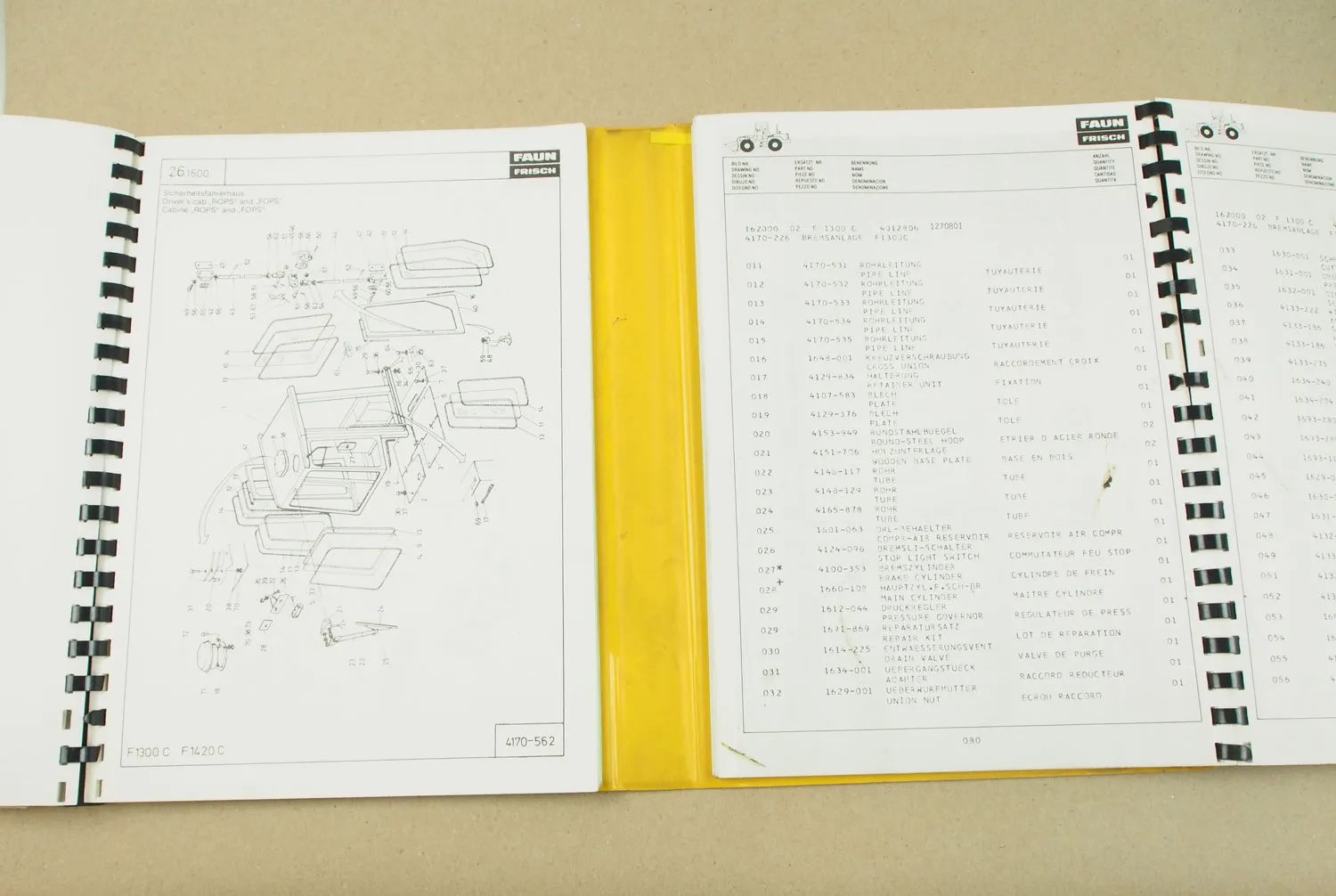 Faun F1300C Radlader Ersatzteilliste Teilekatalog Parts List Pieces rechange
