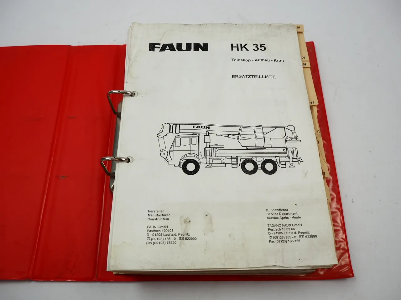 Faun HK 35 Mobilkran Ersatzteilliste Ersatzteilkatalog Spare Parts List 1997