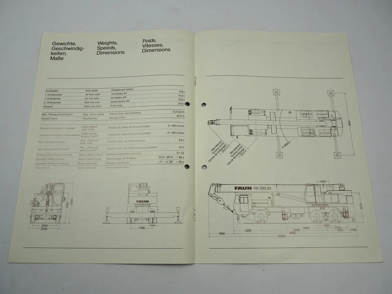 Faun HK030.03 Autokran Mobilkran Hydraulikkran Prospekt Brochure 1982